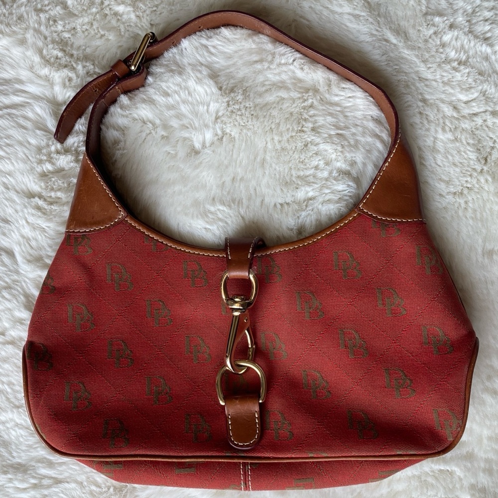 Dooney and Burke dark red over the shoulder bag gold hardware